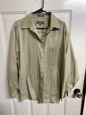 Claiborne Men’s Crazy Horse Green Plaid Button-Up Shirt L